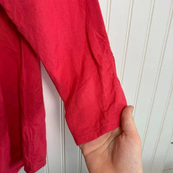 Soft Surroundings Pink Linen Blend Button Front Top Back Zipper small H44 - Picture 5 of 6